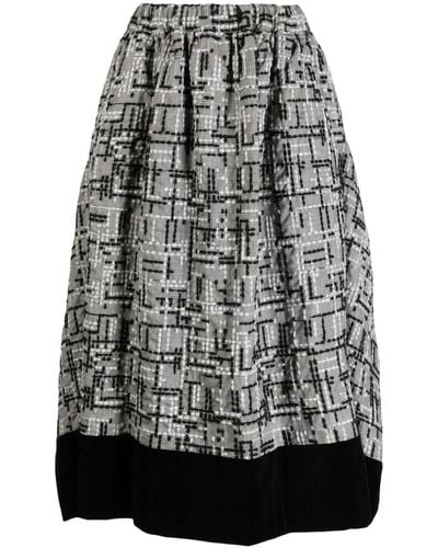Comme des Garçons Embroidered A-line Midi Skirt - Grey