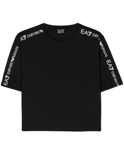 EA7 Logo-print Cotton T-shirt - Black