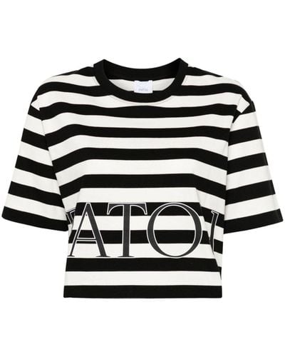 Patou Striped Cotton T-Shirt - Black