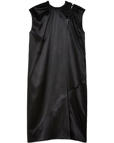 Simone Rocha Ruched Silk Midi Dress - Black