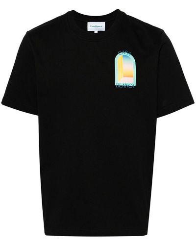Casablanca Katoenen T-shirt Met Print - Zwart