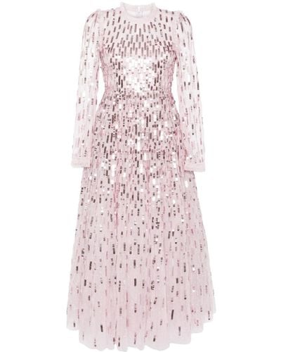 Needle & Thread Sequin-embellished Long-sleeve Gown - Pink