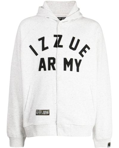Izzue Logo-patch Button-up Hoodie - White
