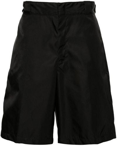 Prada Enamel-logo Tailored Shorts - Black