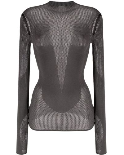 Dion Lee Cut-out Detail Long-sleeved Top - Gray