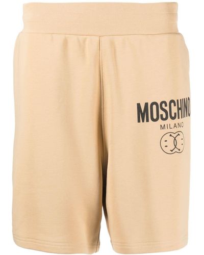 Moschino Short de sport en coton à logo imprimé - Neutre