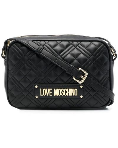 Love Moschino Logo-plaque Quilted Satchel Bag - Black