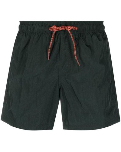 Sundek Gestreifte Badeshorts mit Logo-Patch - Schwarz