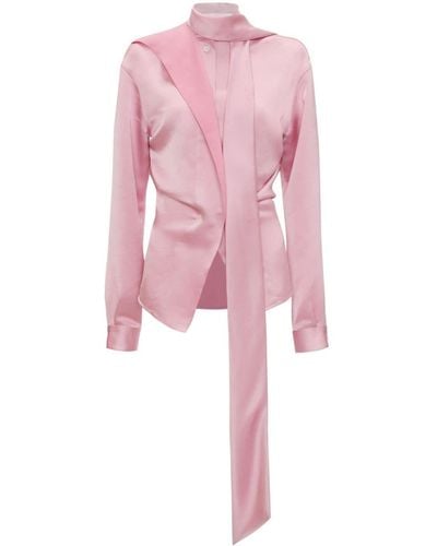 Victoria Beckham Scarf-detail Long-sleeved Blouse - Pink