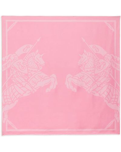 Burberry Ekd Print Slk Foulard - Pink