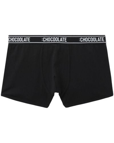 Chocoolate Logo-waistband Cotton Boxers - Black