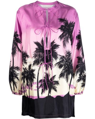Palm Angels Langarmshirt mit grafischem Print - Pink
