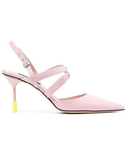 MSGM 95mm Pointed Leather Pumps - Pink
