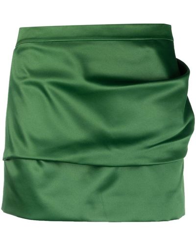Del Core Ruffled Satin-finish Miniskirt - Green