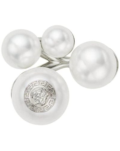 Versace Anello Medusa con finte perle - Bianco