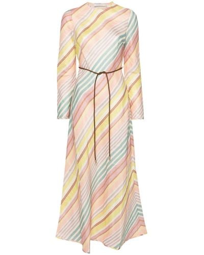Zimmermann Halliday Striped Midi Dress - Natural