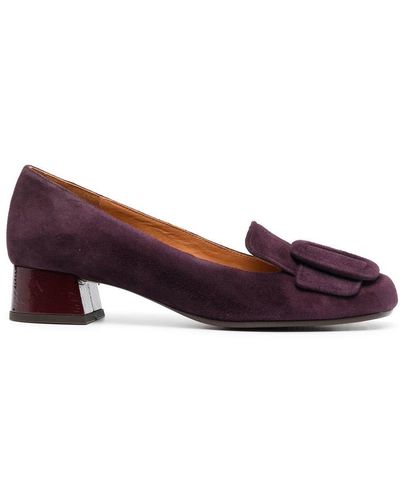 Chie Mihara Buckle-detail 35mm Suede Loafers - Purple