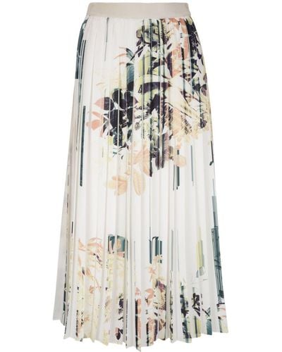 Agnona Garden-print Pleated Midi Skirt - White