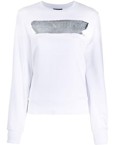 Philipp Plein Metallic Logo-print Cotton Sweatshirt - White