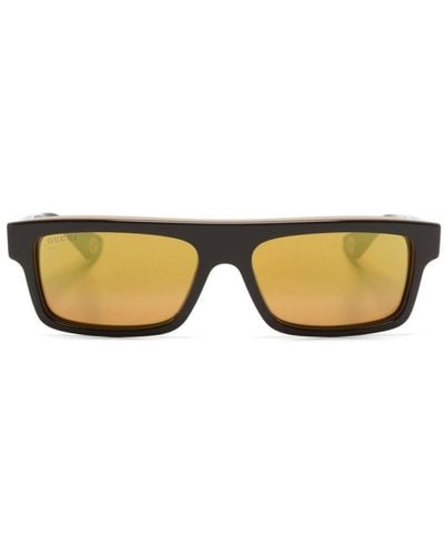 Gucci Two-tone Rectangle-frame Sunglasses - Yellow