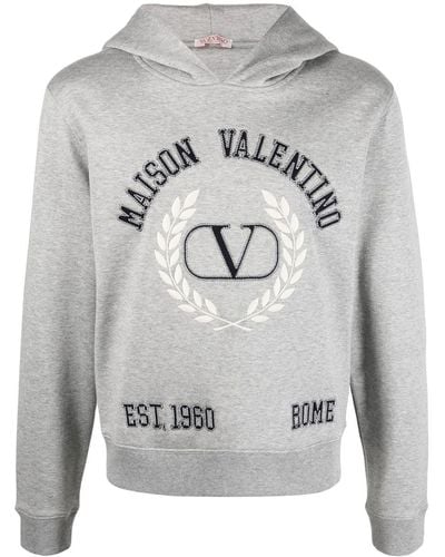 Valentino Garavani Logo Cotton Hoodie - Grey