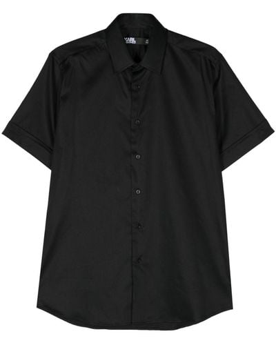Karl Lagerfeld Popeline Overhemd Met Korte Mouwen - Zwart