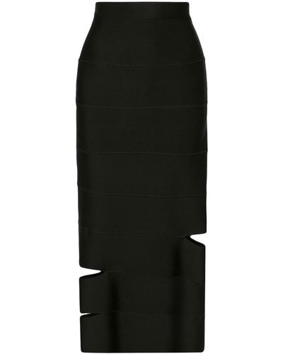 Alexander McQueen Cut-out Paneled Pencil Skirt - Black
