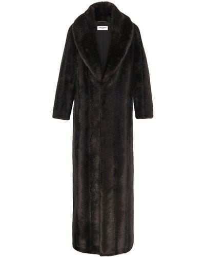Saint Laurent Faux-fur Long Coat - Black