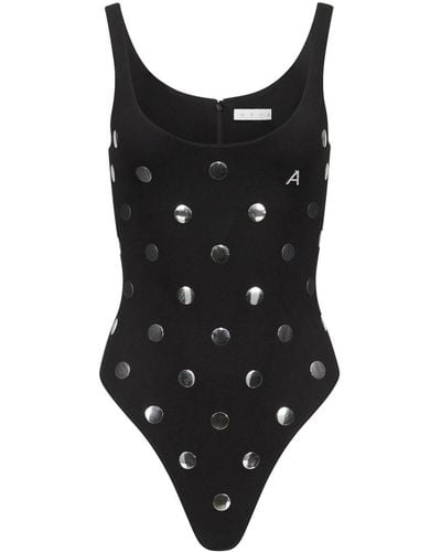 Area Polka Dot-appliqué Bodysuit - Black