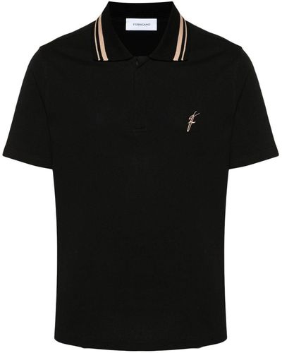 Ferragamo Embroidered-logo Polo Shirt - Black