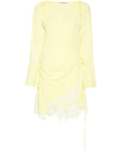 Acne Studios Floral-lace Detail Mini Dress - Yellow