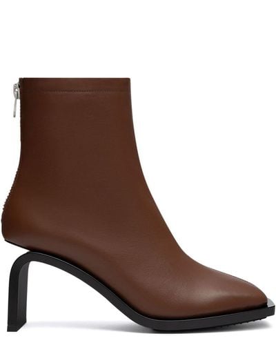 Courreges Stream Leather Ankle Boots - Brown