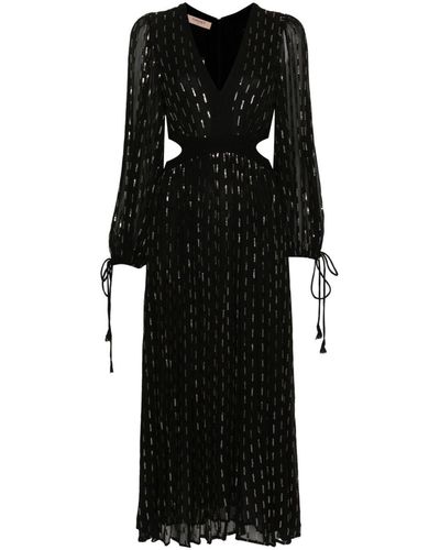 Twin Set Sequin-embellished Georgette Midi Dress - Black