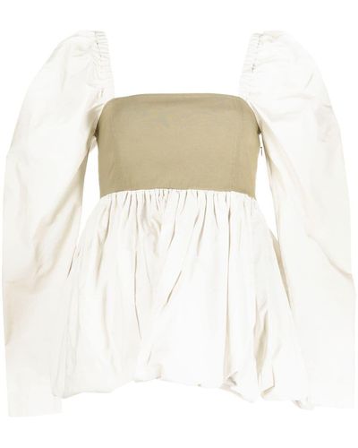 Ganni Minikleid in Colour-Block-Optik - Weiß