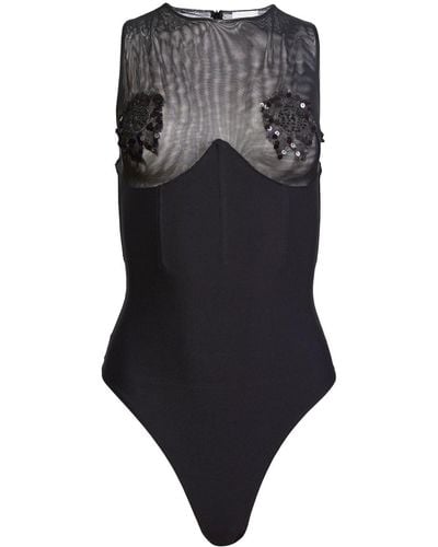 Fleur du Mal Sequin-embellished Bodysuit - Black