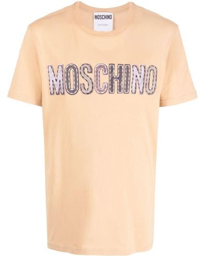 Moschino T-Shirt mit Logo-Patch - Natur