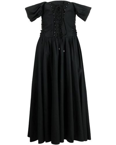 Philosophy Di Lorenzo Serafini Off-shoulder Mid-length Dress - Black