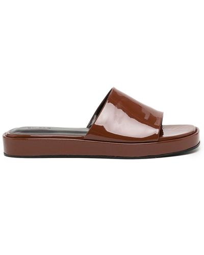 BY FAR Shana Patent Leather Sandals - Brown