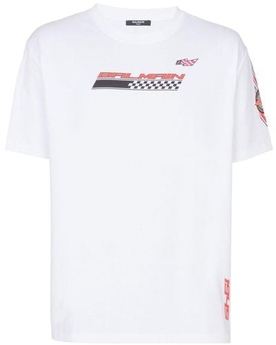 Balmain Racing T-Shirt - Weiß