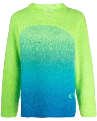 ERL Gradient Rainbow Intarsia-logo Sweater - Green