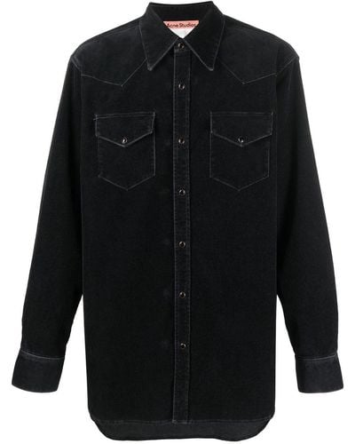 Acne Studios Camisa vaquera con botones - Negro