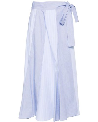 Twin Set Pinstriped Cotton Skirt - Blue