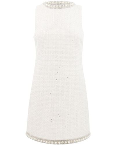 Alice + Olivia Coley Embellished Tweed Minidress - White