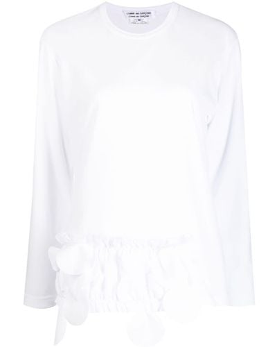 Comme des Garçons Ruffled Appliqué-detailing Asymmetric T-shirt - White