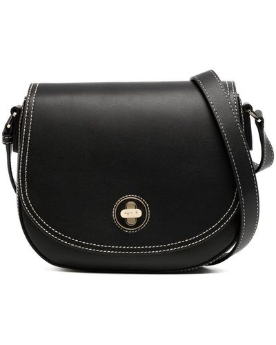 agnès b. Contrast-stitching Leather Bag - Black