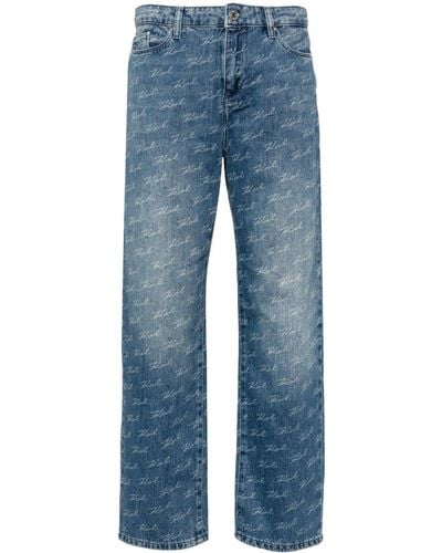 Karl Lagerfeld Jeans dritti con stampa - Blu