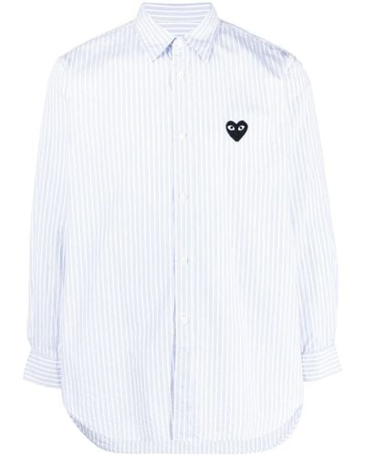 COMME DES GARÇONS PLAY Striped Long Sleeve Heart Shirt - White