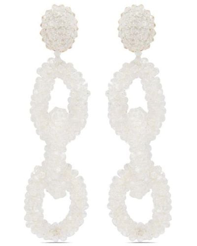 Oscar de la Renta Beaded Chain Clip-on Earrings - White
