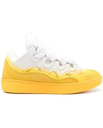 Lanvin Spray-painted Curb Trainers - Yellow
