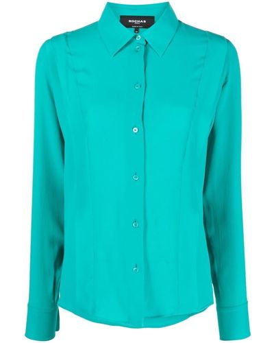 Rochas Pointed Collar Buttoned Shirt - Blue